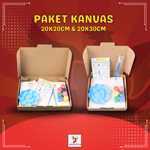 

Paket Hemat Lukis Kanvas Set 20x20cm Dan 20x30cm Dilengkapi Dengan Cat Akrilik, Kuas Dan Palet