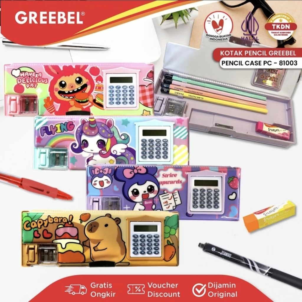 

Greebel Kotak pensil Magnet kalkulator 81003 multifungsi / tempat pensil magnet / pensil case