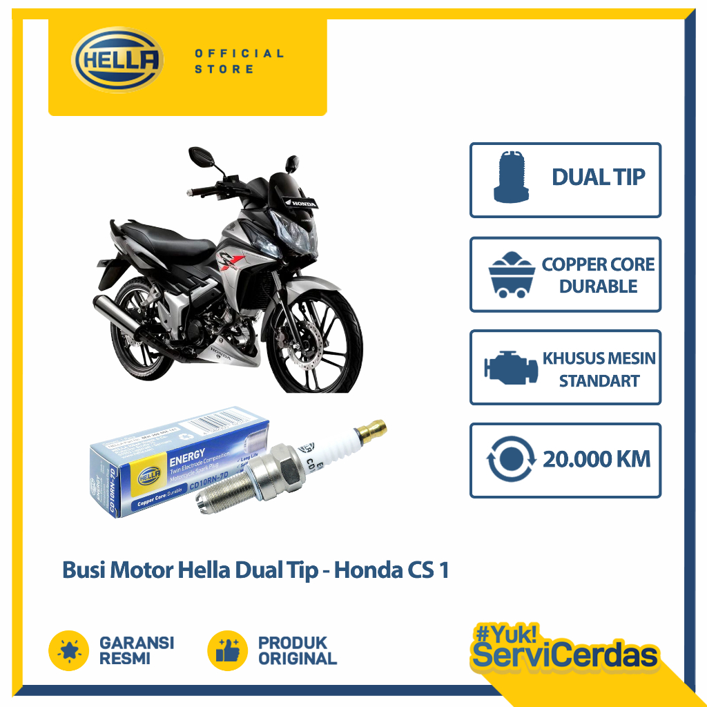 Busi Motor Honda CS1 Hella Dual Tip CD10RN-7D - Busi CS1