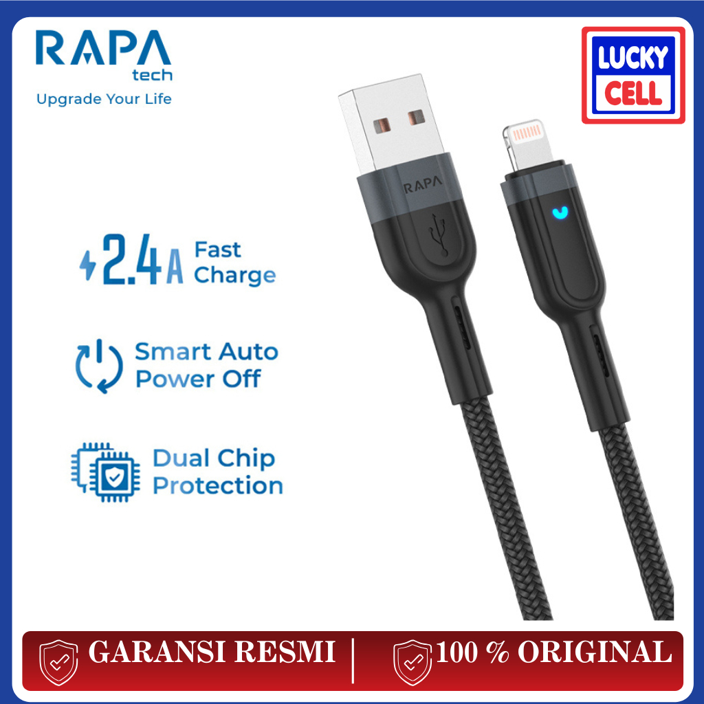 RAPAtech DC1101 Line Off Kabel Data Auto Power Off 3A Quick Charge - Original Garansi Resmi 2 Tahun