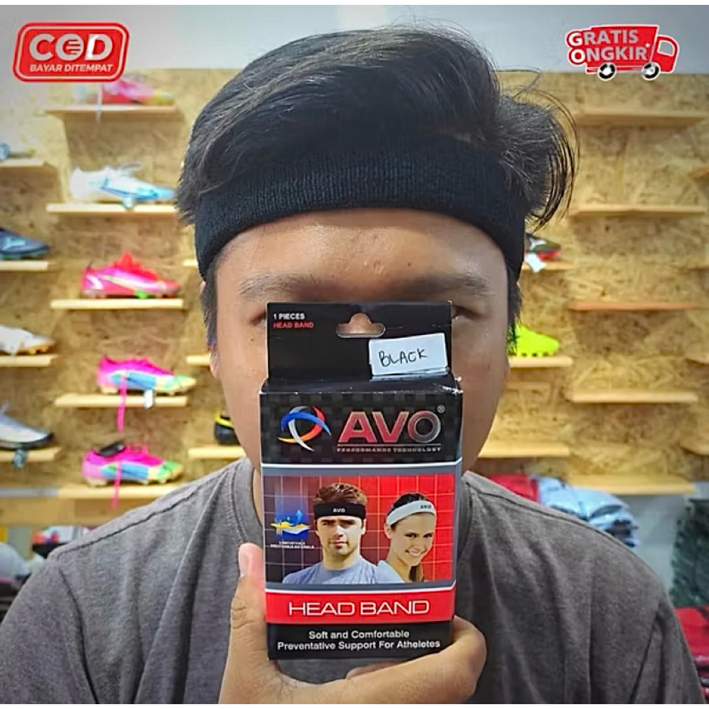 Head Band AVO / Ikat Kepala Olahraga bulutangkis, tenis, basket, dll