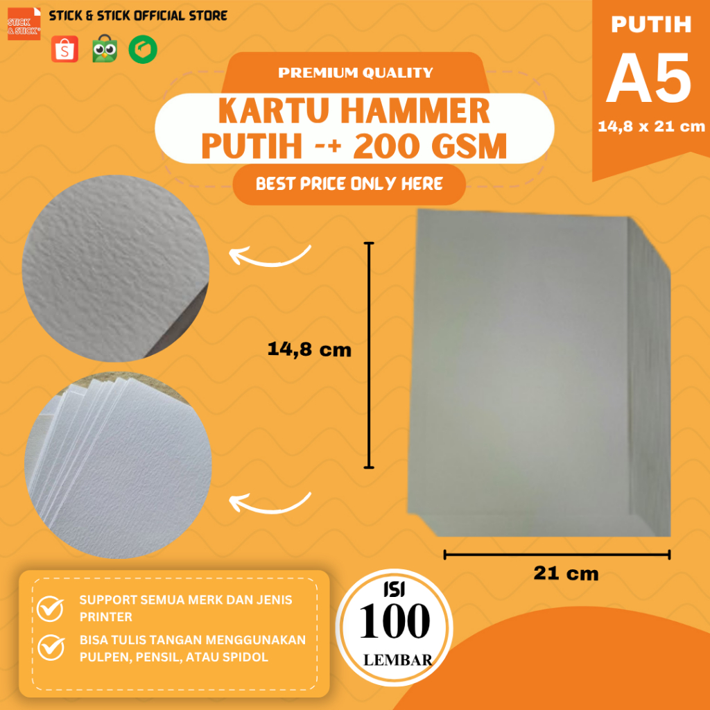 

Karton Hammer Kulit Jeruk Putih -/+ 200 gsm A5 isi 100 lembar Premium Quality