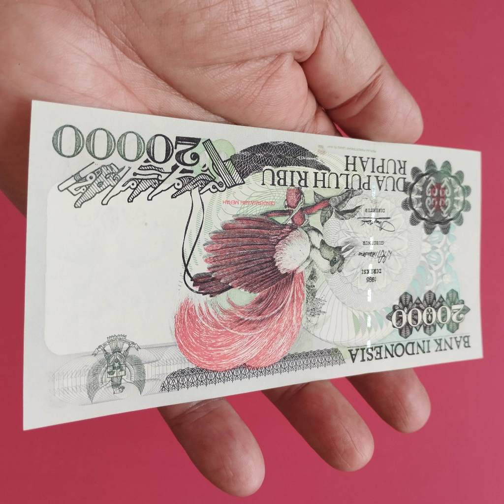 Uang Kuno Kertas Rp 20000 Tahun 1995 Cendrawasih Merah UK 009