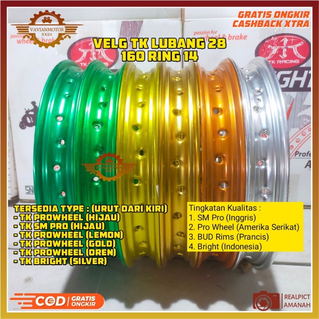 (Promo) Tangan Pertama Velg Velk Pelg 160-14 Velg 160 14 Ring 14 TK Japan Jari 28 Lubang 28 Velg Min