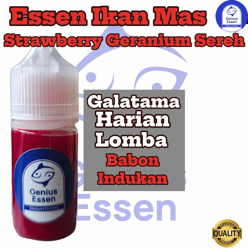 Essen Ikan Mas Aroma Strawberry Geranium Sereh Essen Ikan Mas Indukan Essen Ikan Mas Galatama Essen 