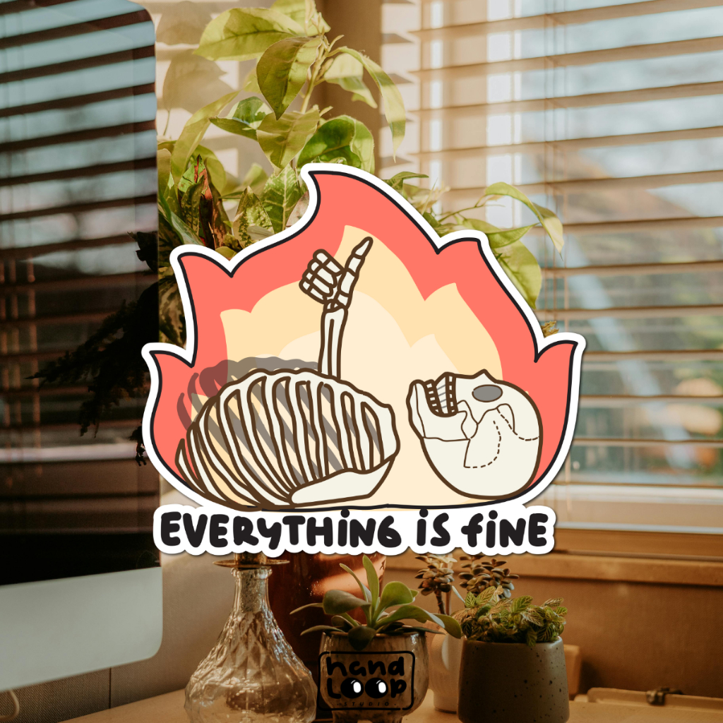 

Sticker Everything Is Fine | Skull in Fire | Vinyl Waterproof Outdoor