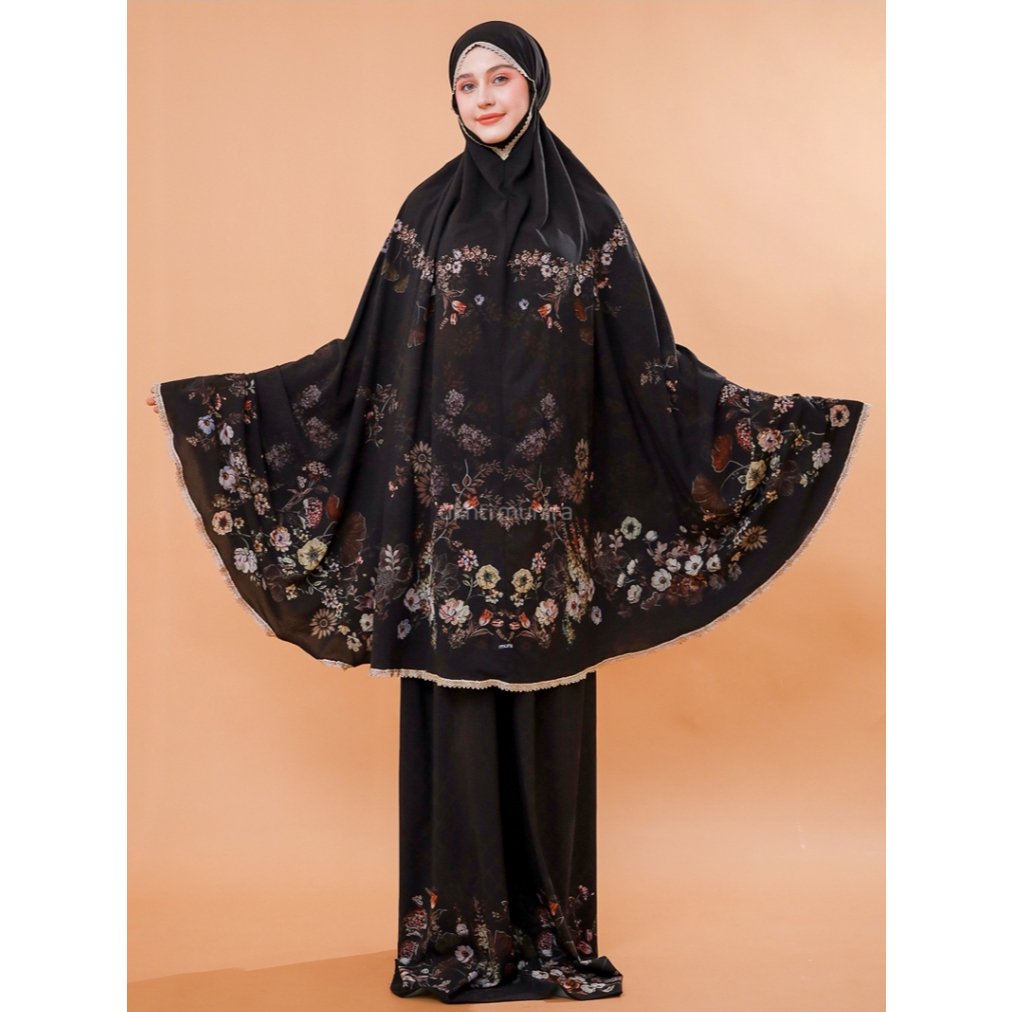 UKHTI MUNIRA Zhafira Mukena Motif Flower Silk Kombinasi Renda