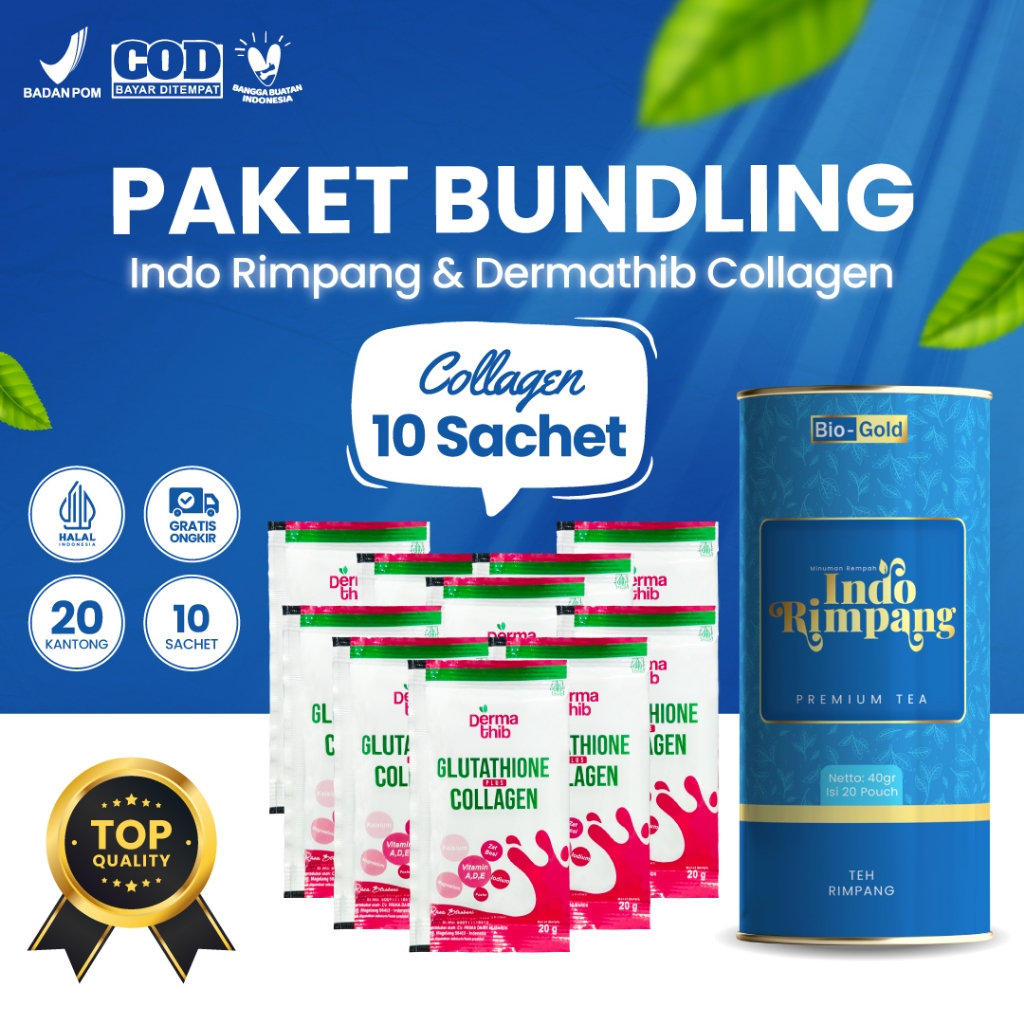 

Paket Bundling Indo Rimpang Tea Premium Plus Collagen Drink 10 Sachet Bantu Kulit Glowing Dari Dalam