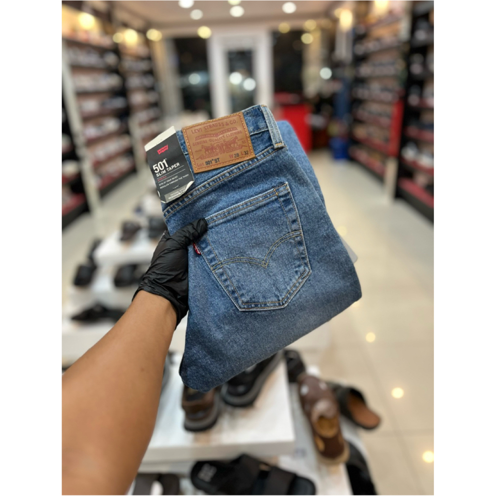 Celana Jeans Levis 501 Slim Taper Stretch Med Blue ( 28894 - 0247 )