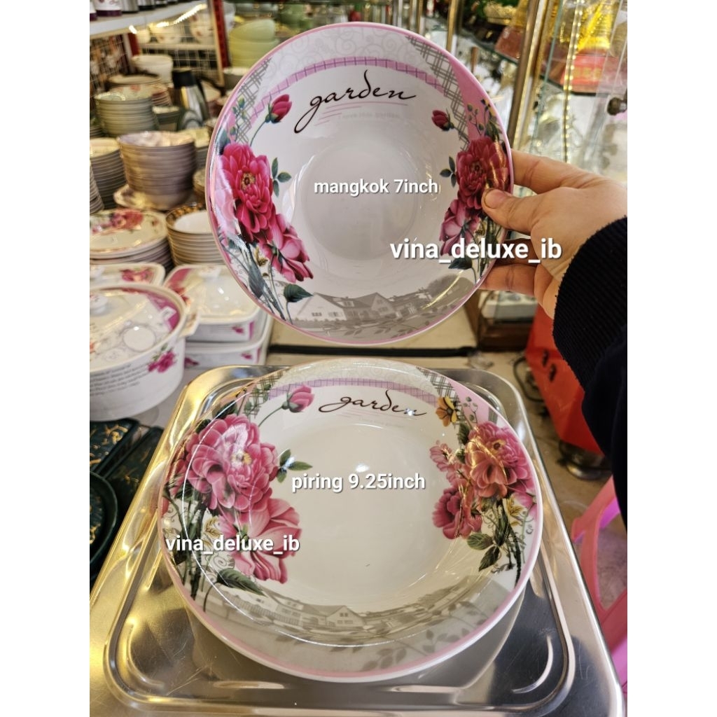 Piring dan Mangkok Keramik Fiorenza Bunga (per 6pcs)