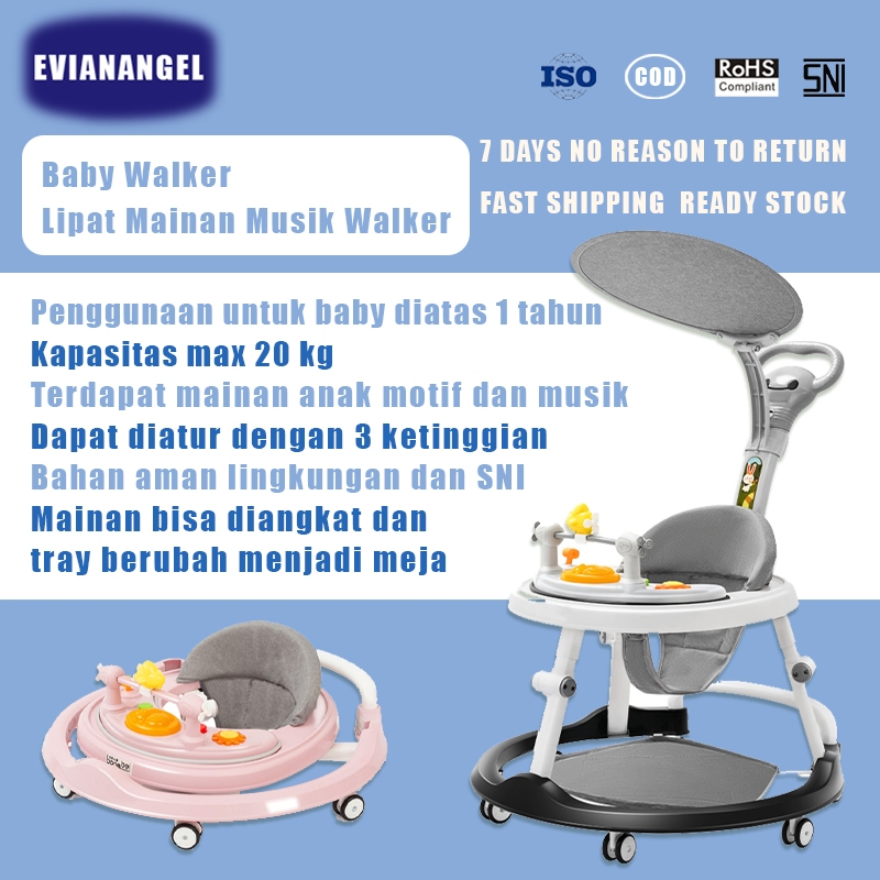 EVIANANGEL  Baby Walker / Lipat Musik Walker Bayi Baby Walker Family Kereta Dorong Bayi Bisa Lipat A