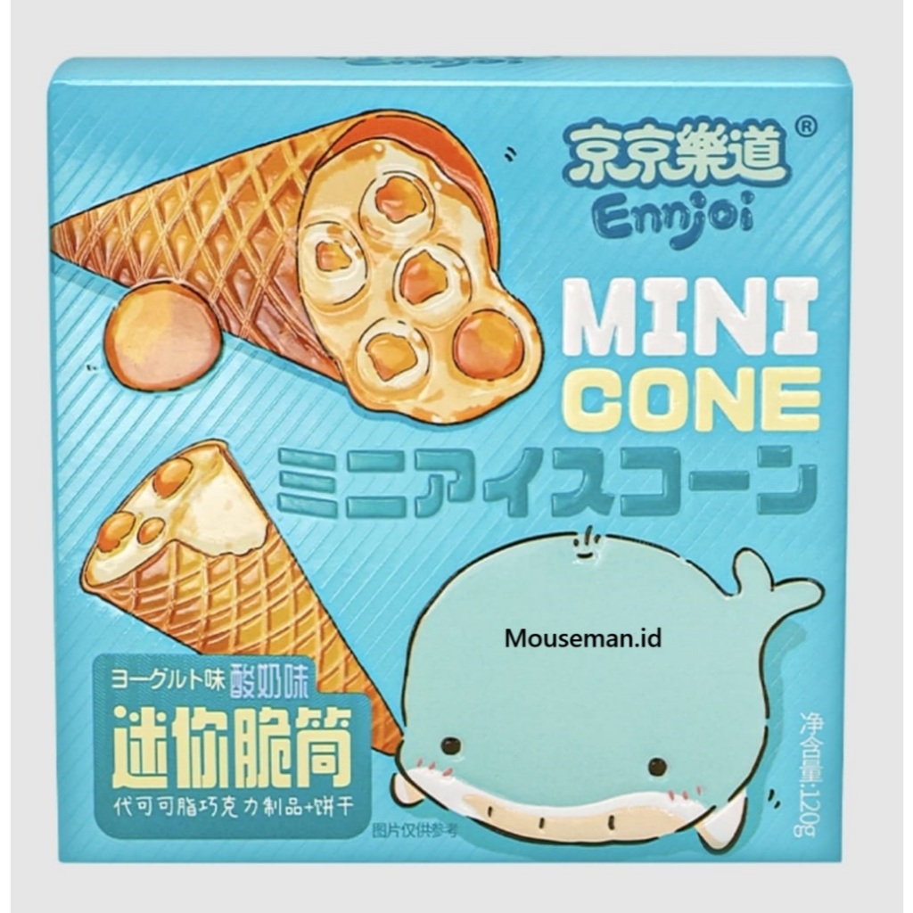 

Ennjoi MINI CONE CREAM WITH BISCUIT ENJOY WAFER KERUCUT KECIL RASA YOGURT DENGAN BISKUIT 120GR