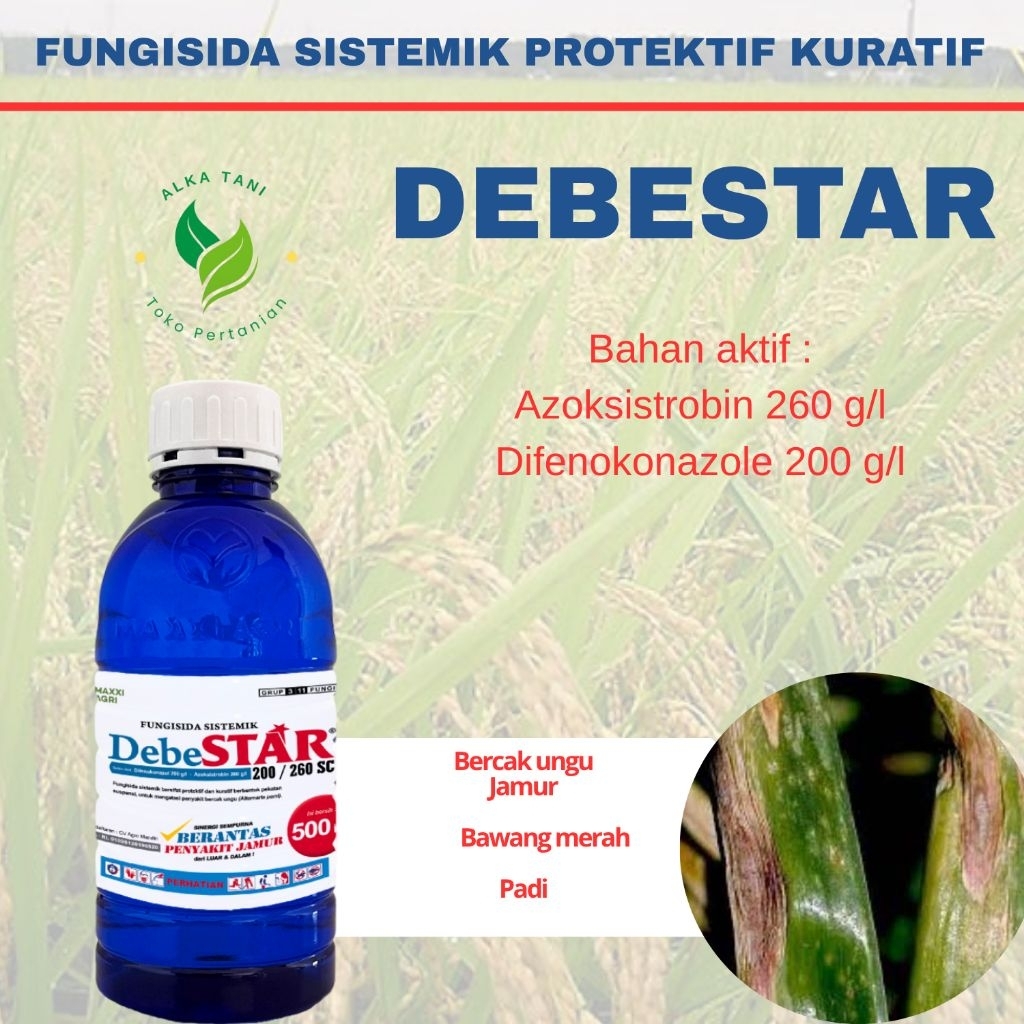 fungisida sistemik protektif kuratif DEBESTAR 460SC bercak ungu jamur bawang merah padi