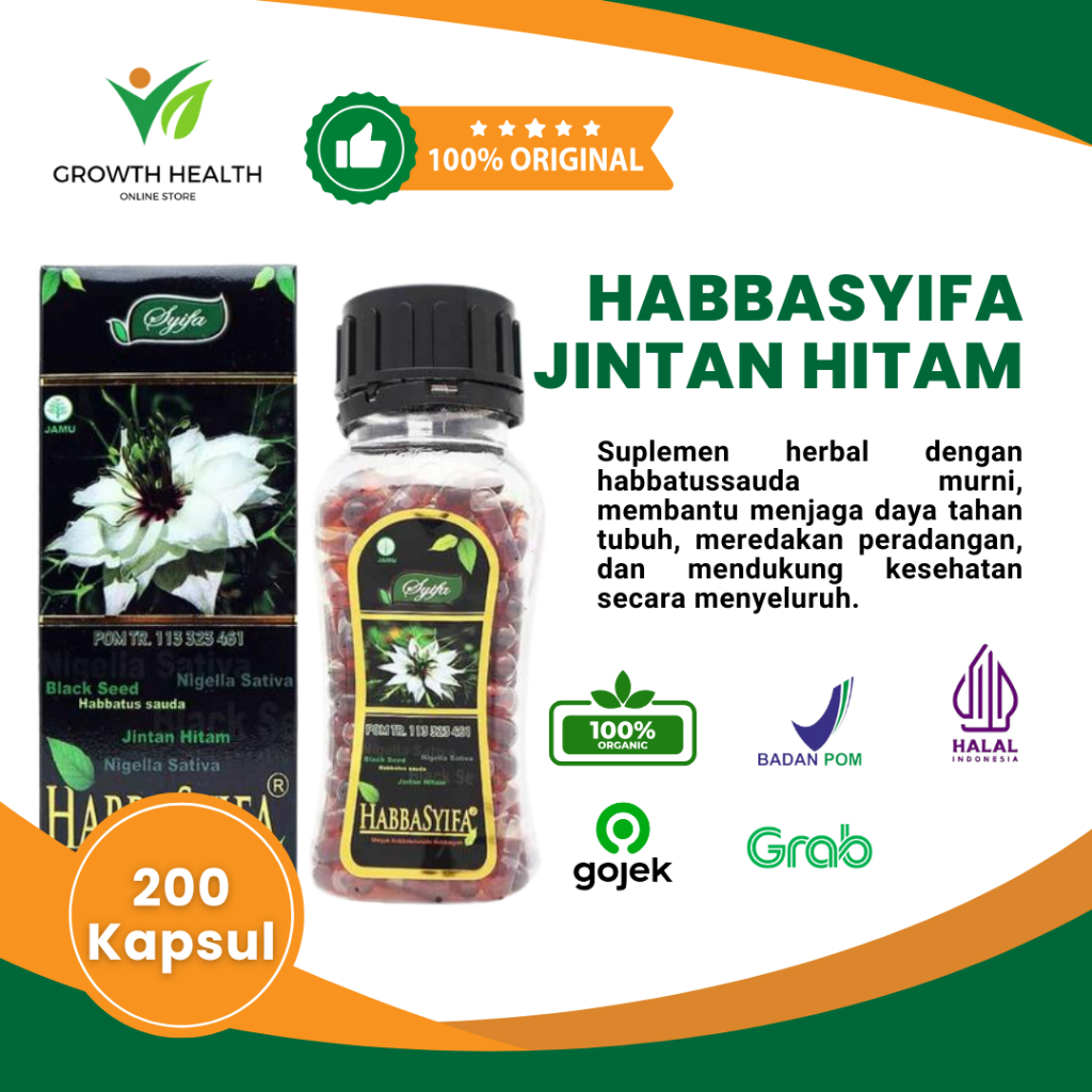 HABBASYIFA JINTAN HITAM 200 KAPSUL | HABBASYIFA OIL 200 | HABBATUSAUDA (OIL)