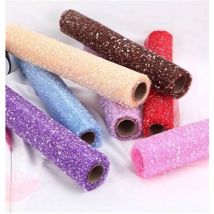 

[1 ROLL 5 YARD] KERTAS BUNGA TILE SALJU / SNOWY MESH TILE / SNOWY WRAPPING FLOWER / BUKET UANG / BUKET KADO