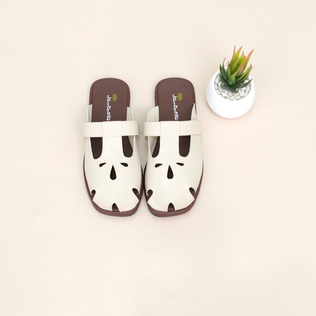 Jambrella KIARA CREAM sandal flat wanita sandal cewek trendy