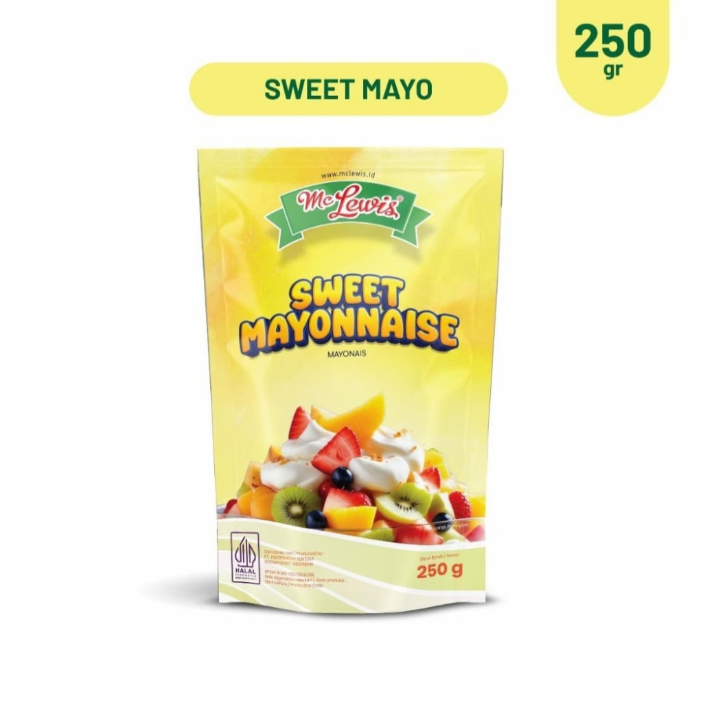 

Mc Lewis Sweet Mayonnaise 250g – Mayones Manis Lembut untuk Salad Buah & Aneka Dessert 1 KRT (20PCS)