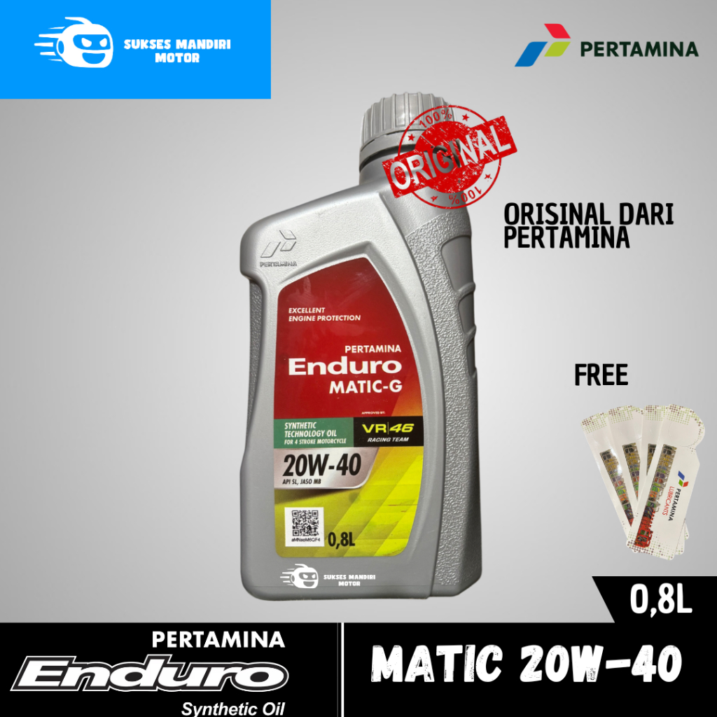 Oli Mesin Enduro Matic G 20W-40 for Beat, Vario, Scopy, Mio, Spin- Oli Original 100% Pertamina