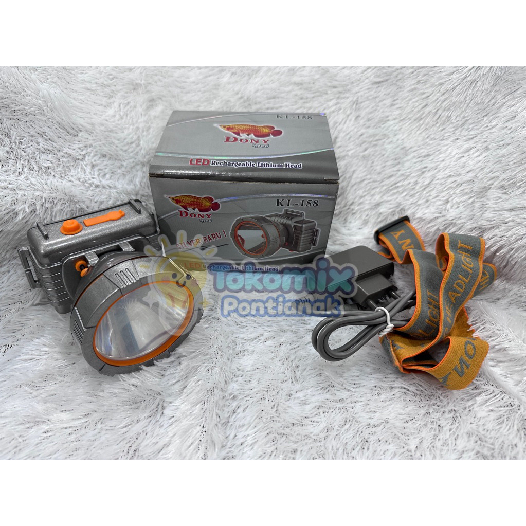 Senter kepala LED DONY KL-158 Silver Baru / Senter camping / Lampu senter