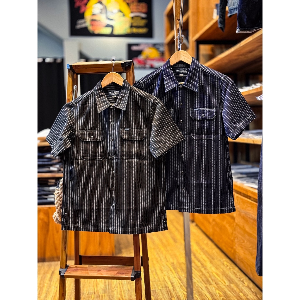 Iron Heart IHSH-416 10oz Wabash Short Sleeve Mechanic Shirt - Black