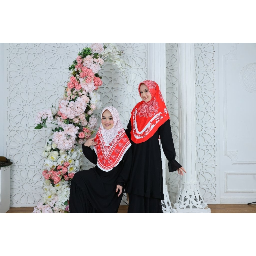 Hijab Instan Bergo Motif Printing Sublime MerahPutih ISI 8PCS (PAKET USAHA)
