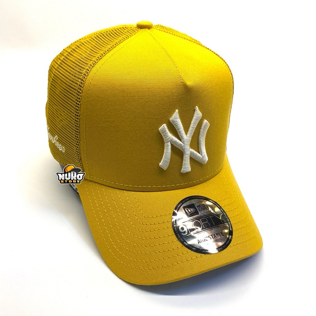 New Era Cap 9Forty A-Frame Trucker MLB NY New York Yankees Mustard Yellow Hat