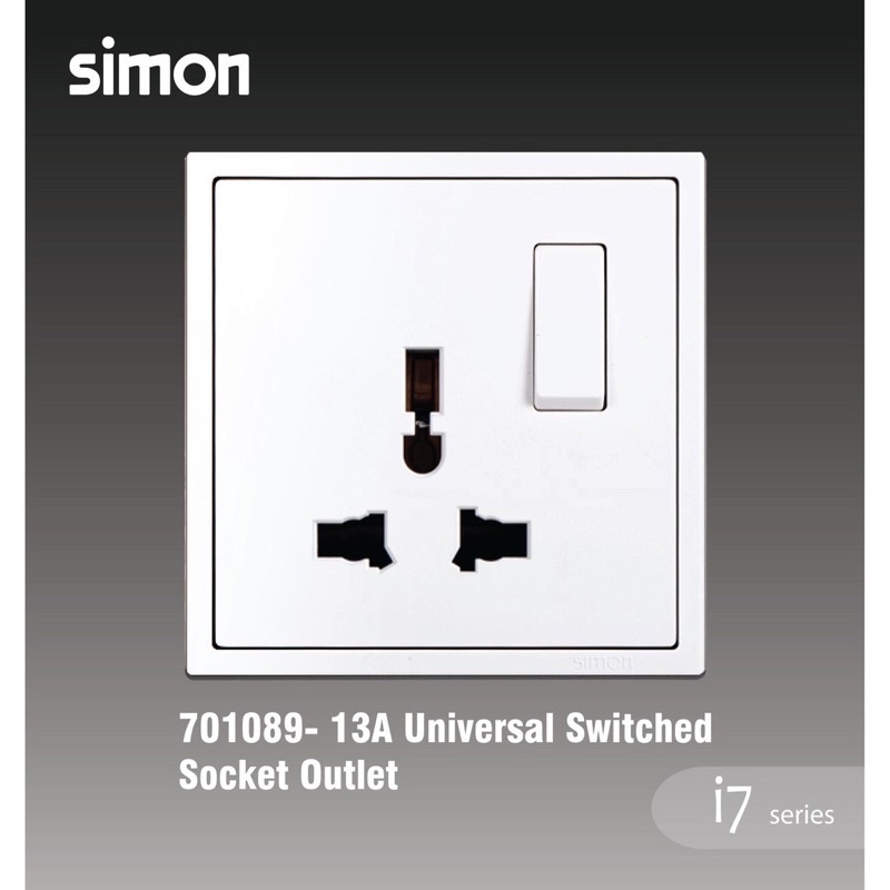 Simon i7 701089 Multi-standard Socket Module with Switch stop kontak universal + switch