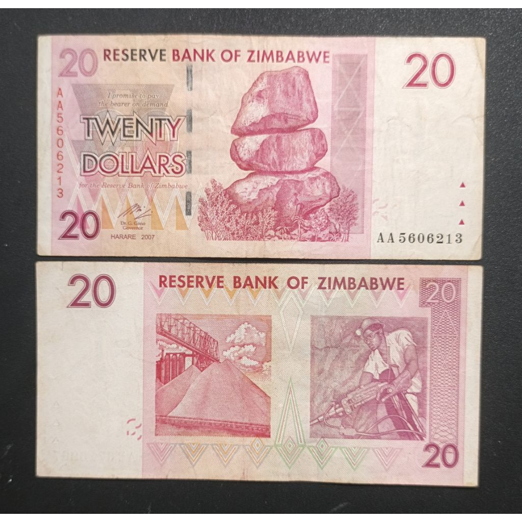 Uang kertas Asing Zimbabwe Twenty Dollar