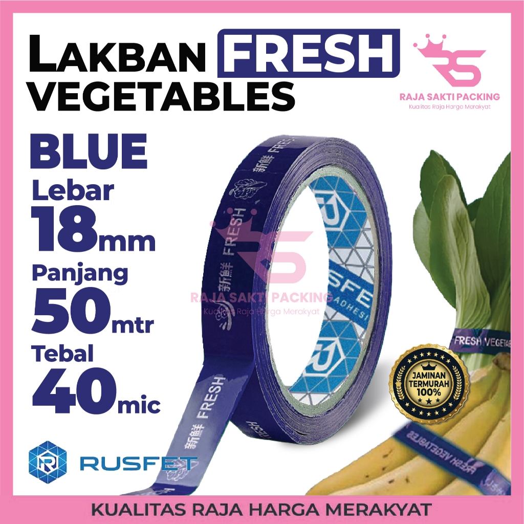

Lakban Selotip FRESH Biru 18mm x 50m Vegetables Sayur Isolatip Rusfet Harga Ecer Satuan Murah