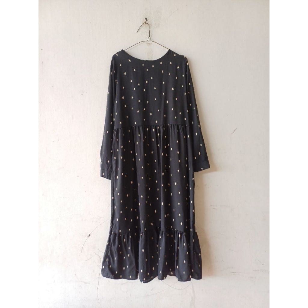 Preloved Black Polkadot Tunik Ruffle