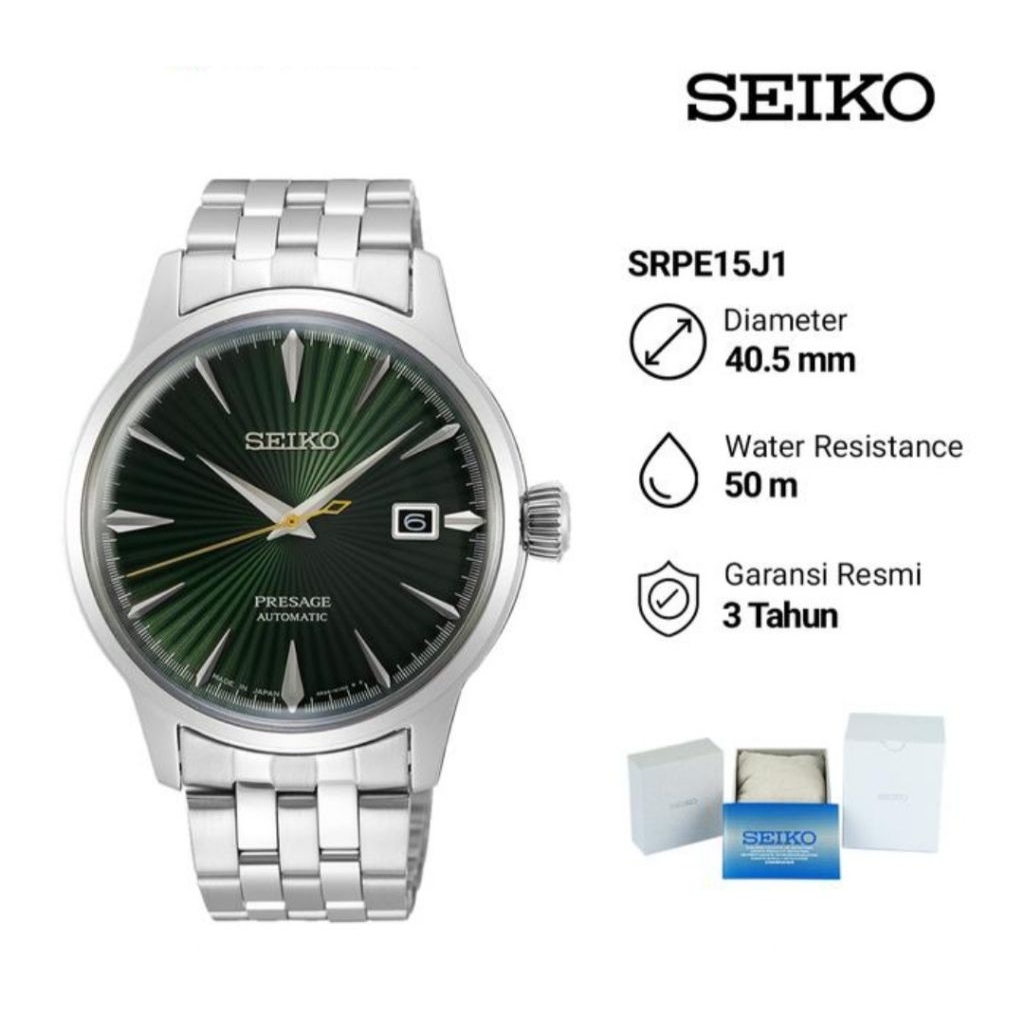 Seiko Presage SRPE15J1 Cocktail Time Mokingbird Automatic Jam Tangan Pria Original