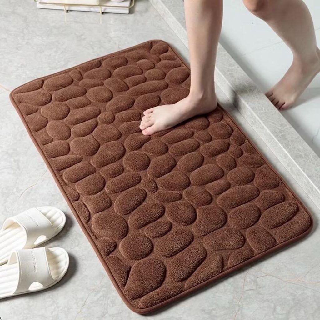 Keset Kaki Anti Slip Motif Batu & Kaki / Bahan Memory Foam Menyerap / Kualitas Bagus / Keset Kamar M