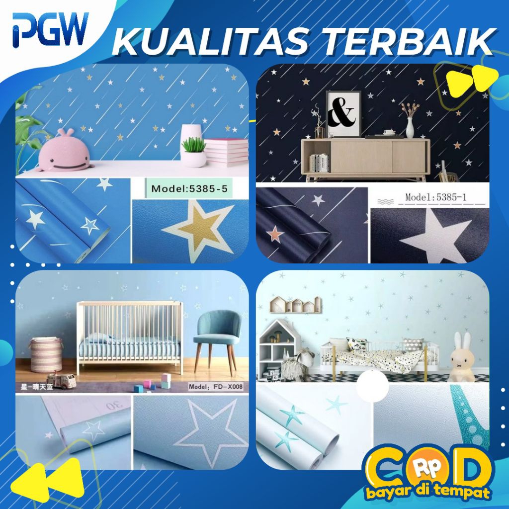 Wallpaper Dinding Kamar Anak Cewek Cowok Motif Karakter Doraemon Hello Kitty Sticker Dinding Stiker