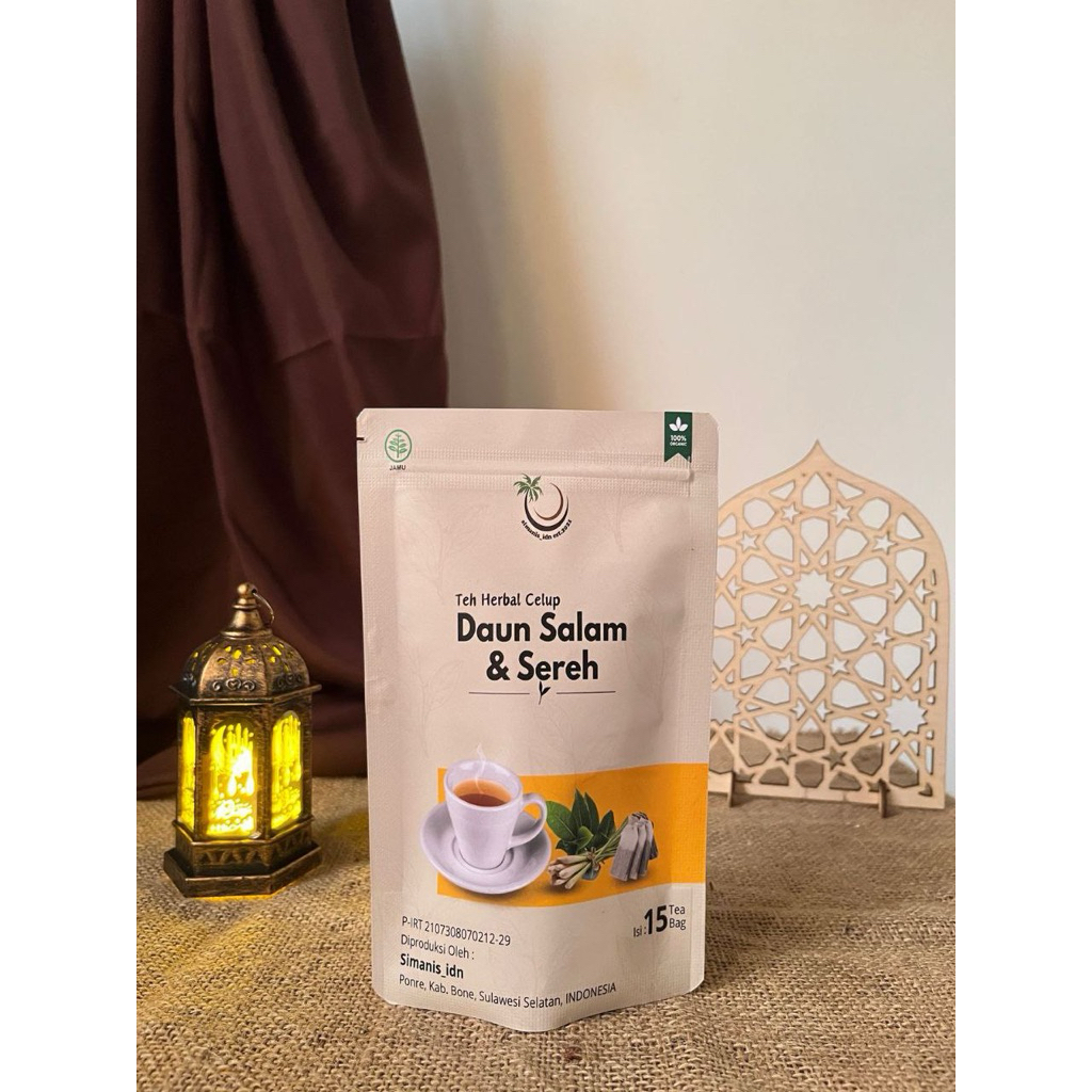 

(Bisa COD) Teh Herbal Celup Daun Salam & Sereh | 15 Tea Bag | Teh Rempah Tradisional Jamu Alami - Simanis.id