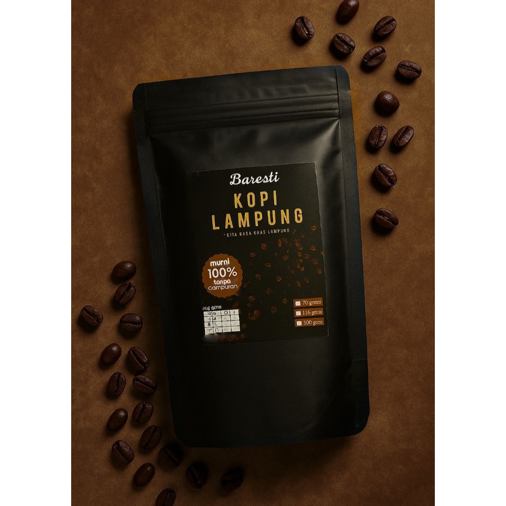 

Baresti Kopi Lampung bubuk 100% murni 70g
