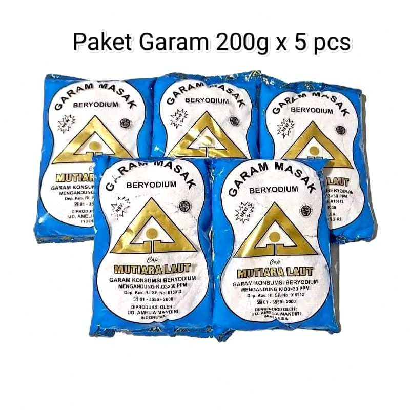 

[ 5 PCS ] GARAM MASAK BERYODIUM BUMBU DAPUR KEMASAN 200gr CAP MUTIARA LAUT