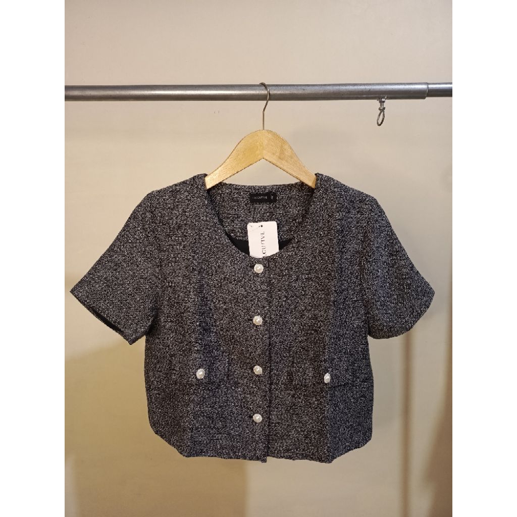 EXECUTIVE BLAZER WANITA TWEED LENGAN PENDEK ORIGINAL