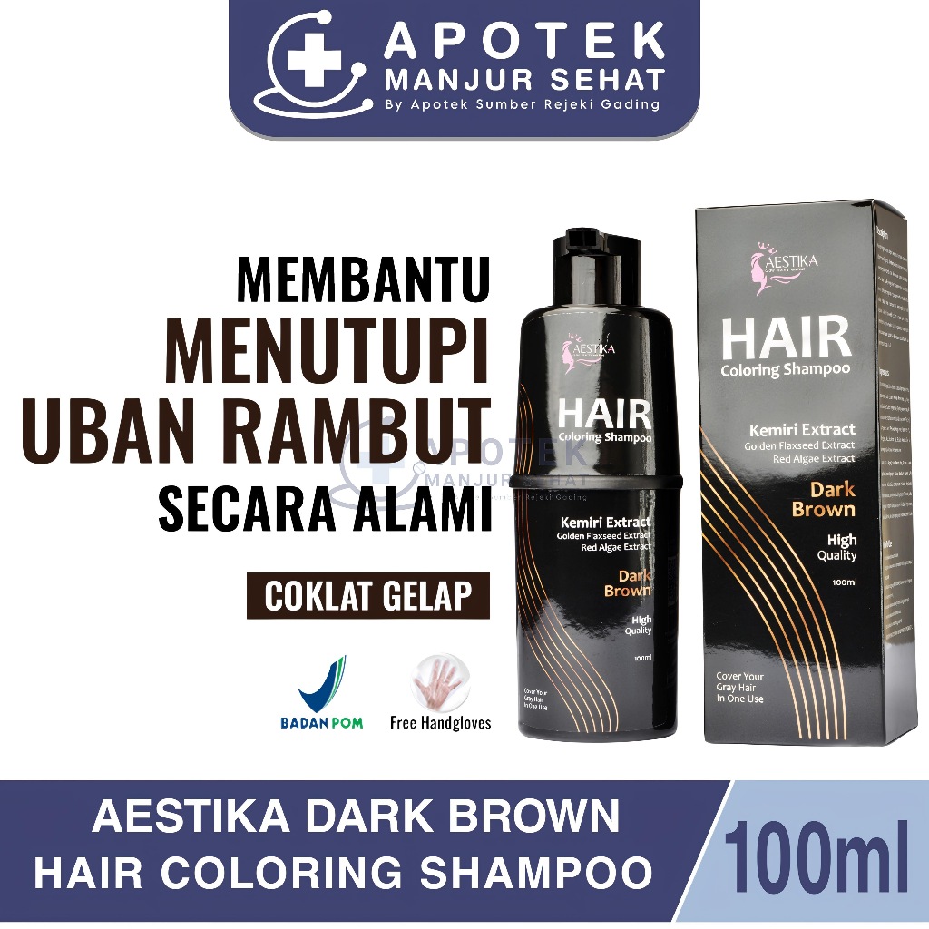 Aestika Hair Coloring Shampoo 1x Keramas - Shampo Penghilang Uban dengan Kemiri Ekstrak Ori dan BPOM