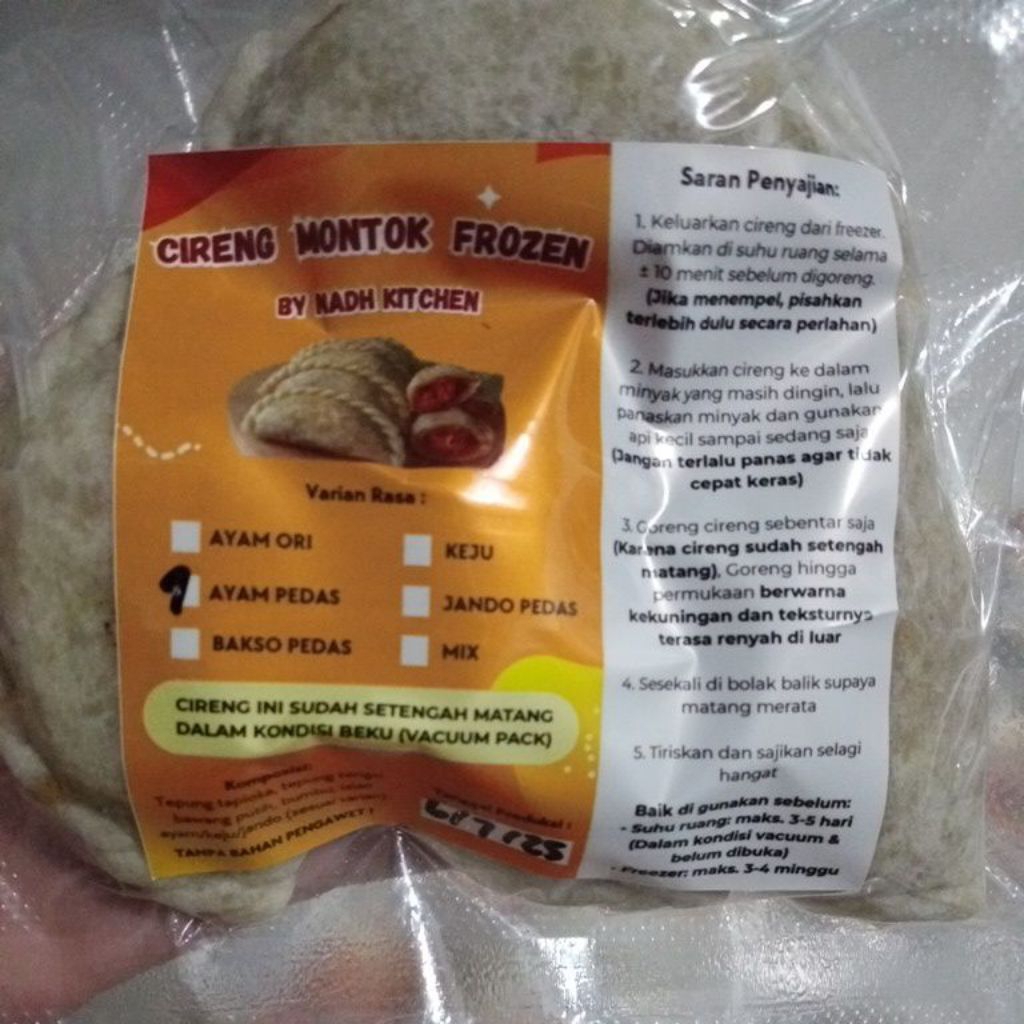 

Cireng Montok Frozen by Nadh Kitchen Isi 4/5 pcs | Rasa Ayam, Keju, Jando, Bakso, Mix | Vacuum Pack