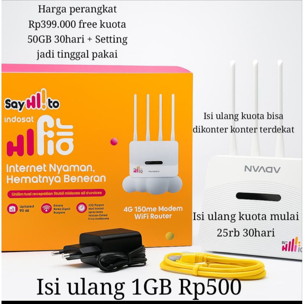 Modem WiFi Indosat 4G hifi portepel tanpa kabel - Free Kuota 50GB