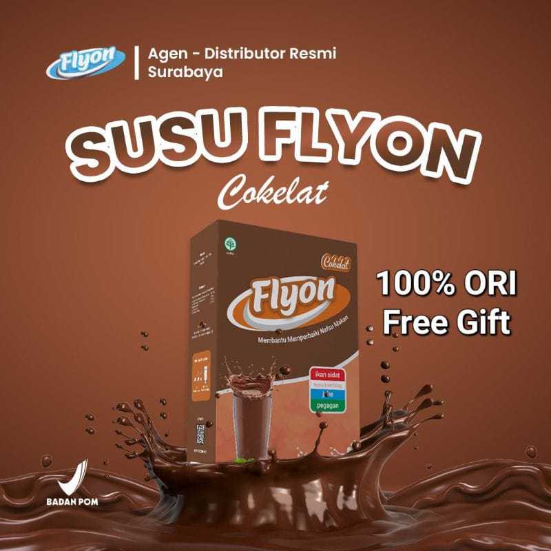 

Susu FLYON COKLAT 1 Box isi 200g Susu Penggemuk Badan Penambah Berat Badan Tinggi Protein Kalsium
