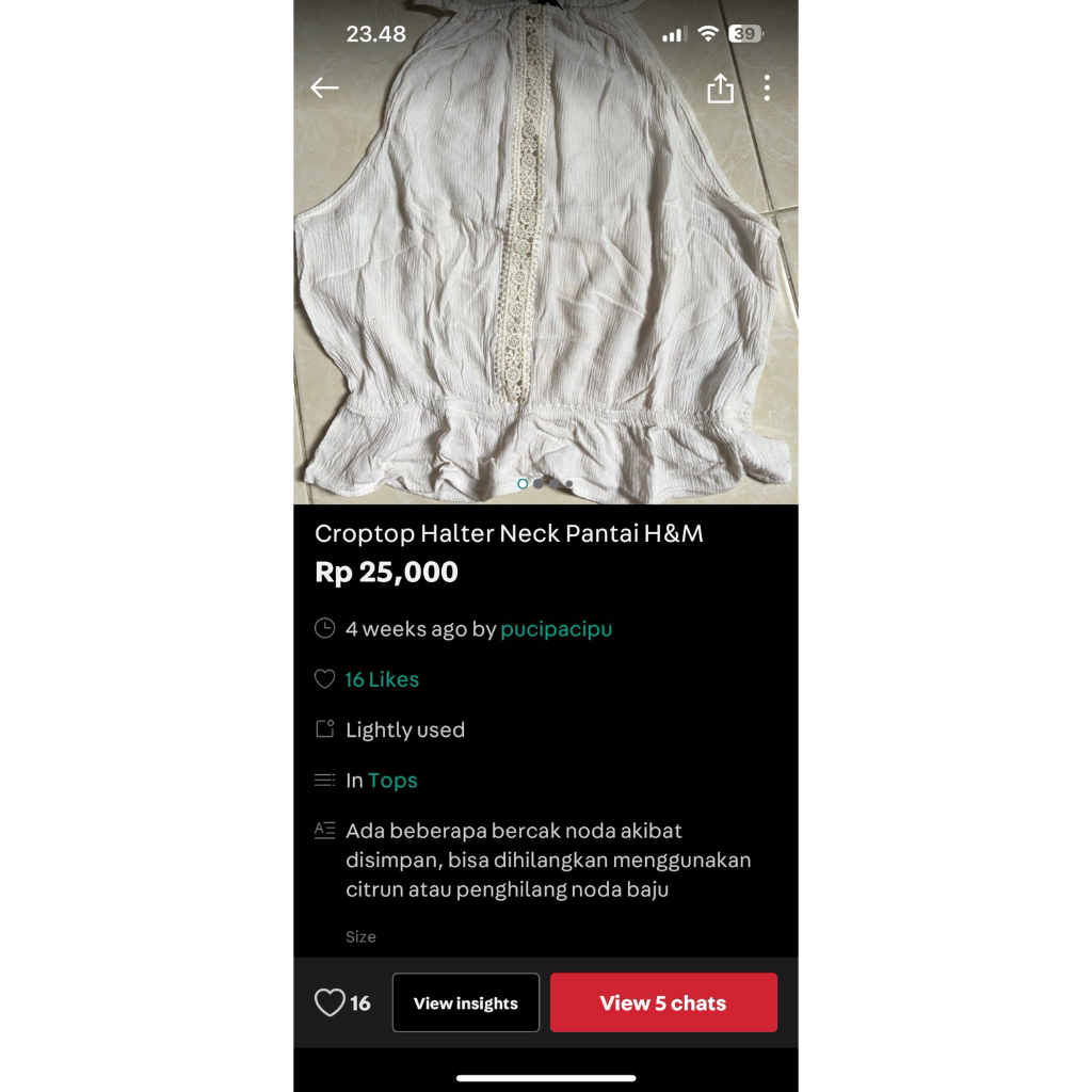 preloved halter croptop h n m