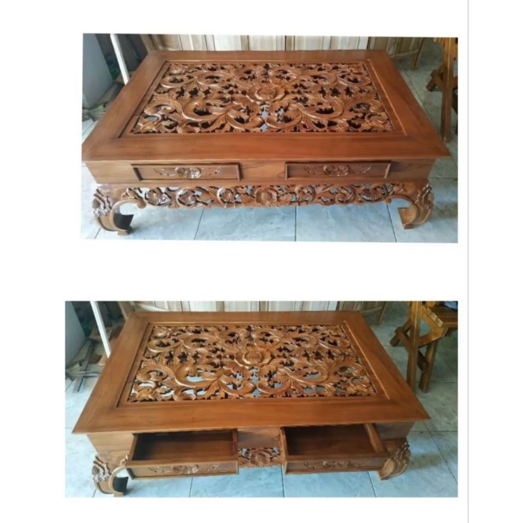 meja ukir jepara ukur 150x80