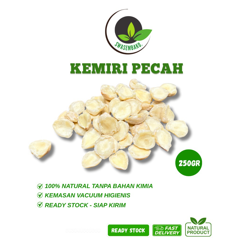 

Kemiri Pecah Premium berat 250gr – Wangi, Bersih, Ready Stock!