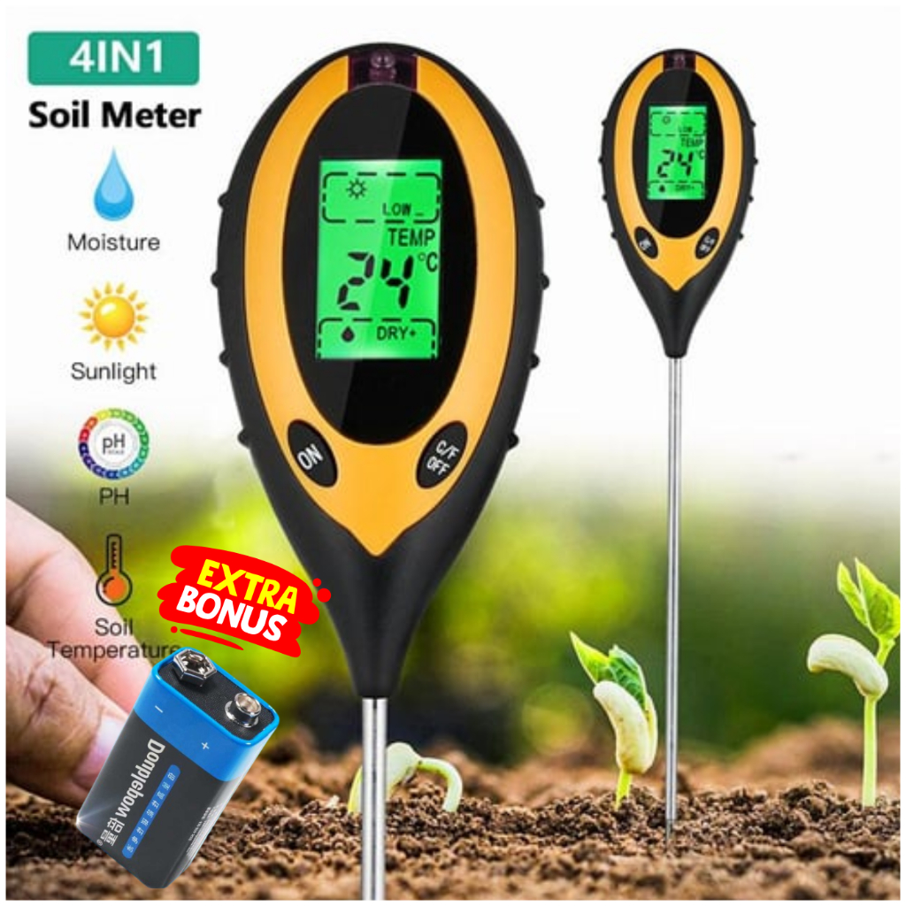 GO YIERYI Alat Pengukur Ph Tanah yang Akurat Temperatur dan Kelembapan Tanah Soil PH - TPH01803