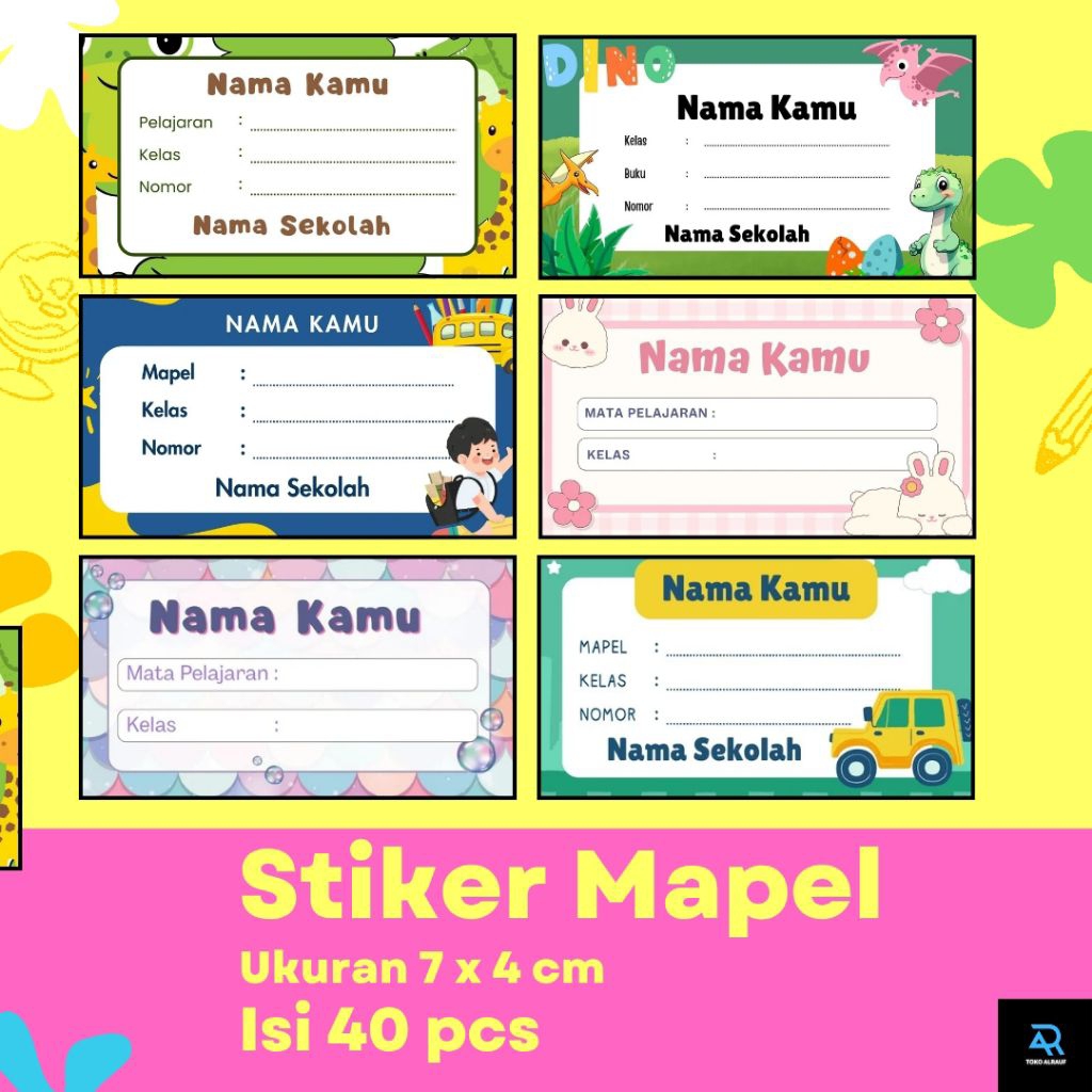 

Stiker Nama Mapel Custom isi 40 pcs 7x4 cm