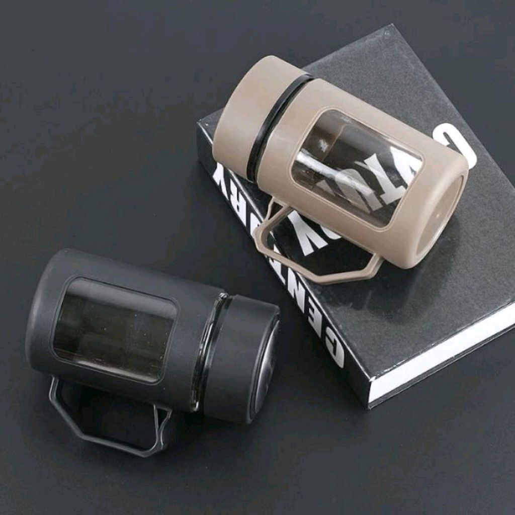 ✅500ml gelas kaca botol minum kaca mug kaca + tutup cangkir