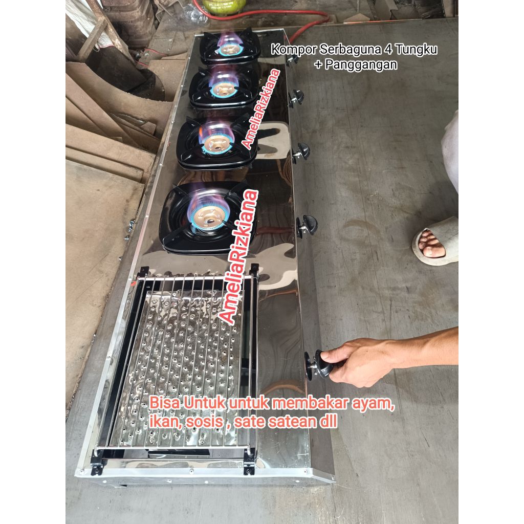 Kompor 3 , 4 , 5 Tungku + Panggangan kompor rinnai stainless serbaguna