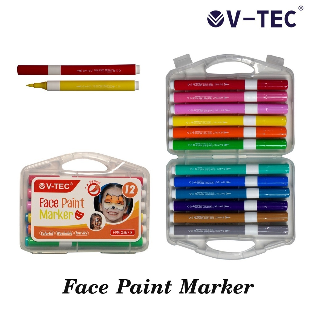 

V-TEC FACE PAINT MARKER 12 WARNA FPM 0367 B