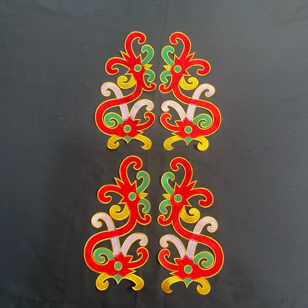 renda bordir motif dayak / renda rompi dayak